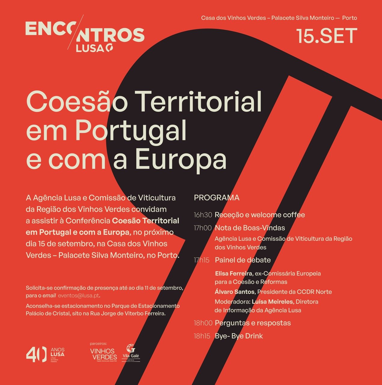 Confer&ecirc;ncia - Ag&ecirc;ncia Lusa: "Coes&atilde;o Territorial em Portugal e com a Europa" a 15 de Setembro na Casa dos Vinhos Verdes